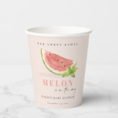 かわいい私たちの小さなメロン水の色赤面赤ちゃんシャワー 紙コップ (正面)