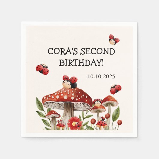 かわいい私たちの小さなラディバグガール誕生日 スタンダードカクテルナプキン (正面)