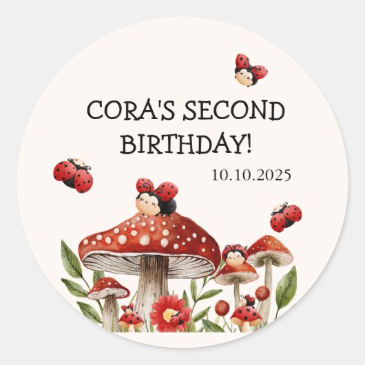 かわいい私たちの小さなラディバグガール誕生日 ラウンドシール (正面)