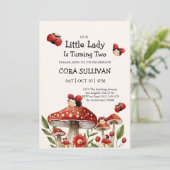 かわいい私たちの小さなラディバグガール誕生日 招待状 (スタンド正面)