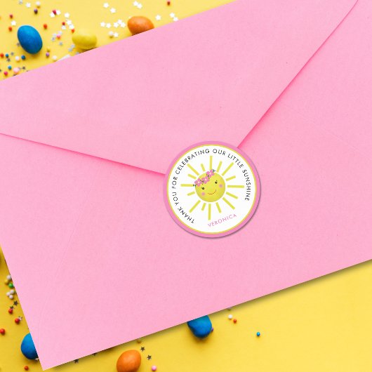 かわいい私たちの小さな太陽の光誕生日ありがとう ラウンドシール