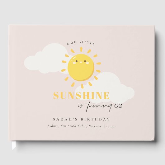 かわいい私たちの小さな太陽の赤面任意の年齢誕生日 ゲストブック (正面)