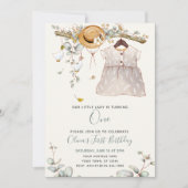 かわいい私たちの小さな女性は1人のフローラ素朴 招待状 (正面)