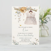 かわいい私たちの小さな女性は1人のフローラ素朴 招待状 (スタンド正面)