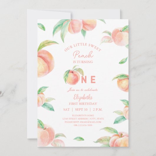 かわいい私たちの小さな甘い桃は一つの誕生日写真 招待状 (正面)