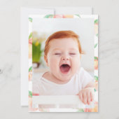 かわいい私たちの小さな甘い桃は一つの誕生日写真 招待状 (裏面)