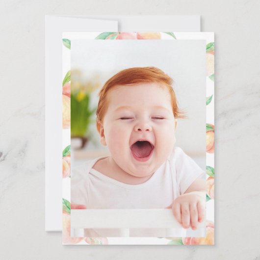 かわいい私たちの小さな甘い桃は一つの誕生日写真 招待状 (裏面)