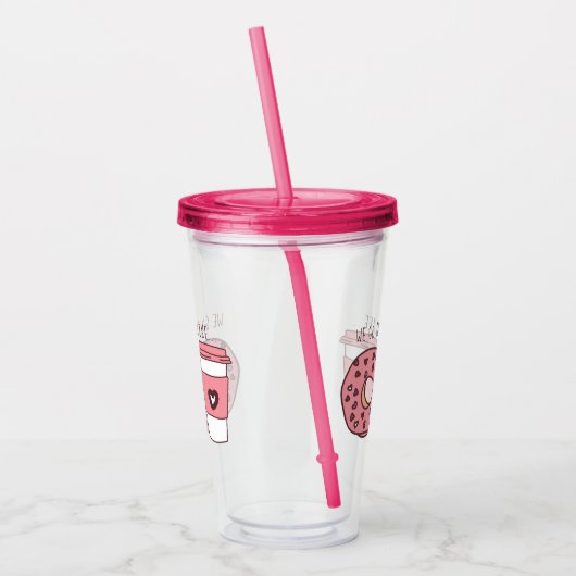 かわいい私たちは一緒にドーナツ&コーヒーバレンタイン アクリルタンブラー (左)