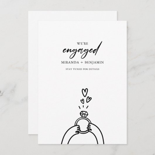 かわいい私たちは写真婚約した婚約の発表 招待状 (正面/裏面)