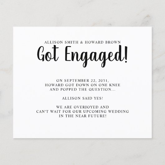 かわいい私たちは写真婚約した婚約発表 (裏面)