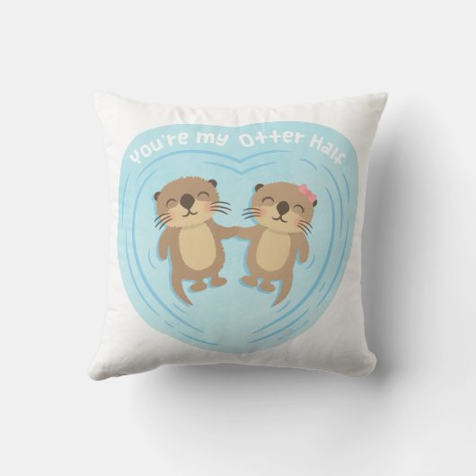 かわいい私のカワウソの半分のしゃれ愛ユーモアの装飾用クッション クッション (裏面)