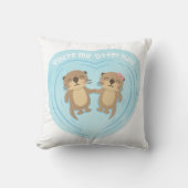 かわいい私のカワウソの半分のしゃれ愛ユーモアの装飾用クッション クッション (正面)