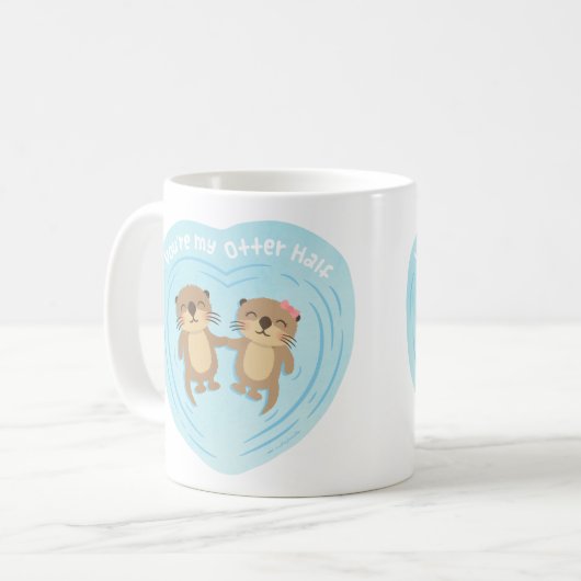 かわいい私のカワウソ半分愛しゃれのユーモアのマグです コーヒーマグカップ (正面左)