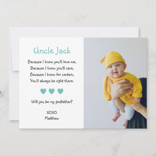 かわいい私のゴッドファーザーの提案写真 招待状 (正面)