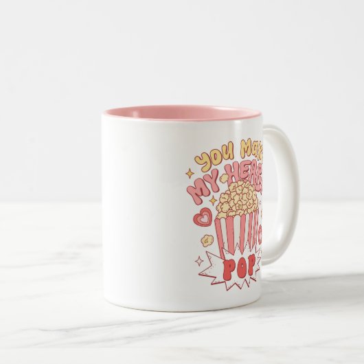 かわいい私のハートポップ・アートのバレンタインのマグカップ ツートーンマグカップ (正面右)