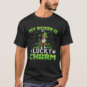 かわいい私のボクサーは私の幸運なチャームシャムロックSt. Patr Tシャツ