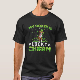 かわいい私のボクサーは私の幸運なチャームシャムロックSt. Patr Tシャツ