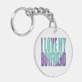 かわいい私のボーイフレンドが大好きハート写真パーソナライズされた キーホルダー (正面左)