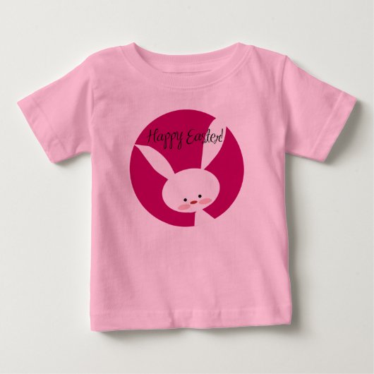 かわいい私の初めてのイースター ハッピーイースターバニー ベビーTシャツ (正面)