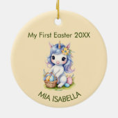 かわいい私の最初のイースターユニコーンベビーセラミックオーナメント セラミックオーナメント (裏面)