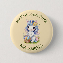 かわいい私の最初のイースターユニコーン標準ボタン 缶バッジ
