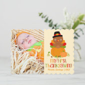 かわいい私の最初感謝祭のパーソナライズな写真 シーズンカード (スタンド正面)