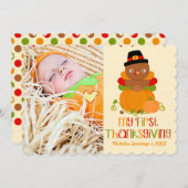 かわいい私の最初感謝祭のパーソナライズな写真 シーズンカード (正面/裏面)