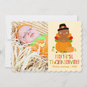 かわいい私の最初感謝祭のパーソナライズな写真 シーズンカード (正面)