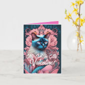 かわいい私の猫は私のバレンタイン アールヌーボーカード カード (黄色い花)