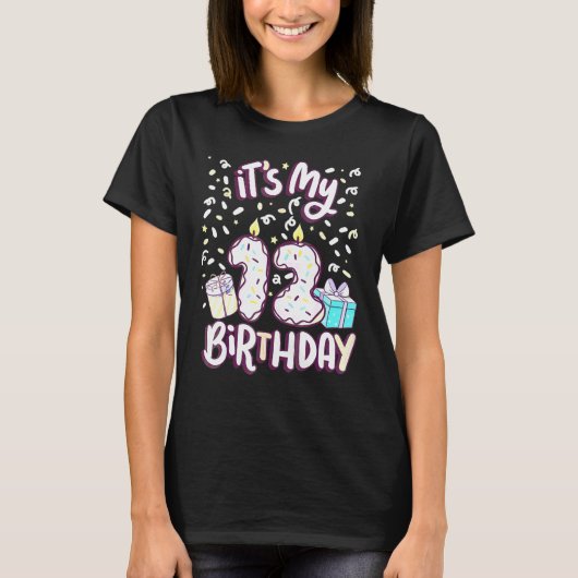 かわいい私の12歳の誕生日ケーキドーナツ12歳 Tシャツ (正面)