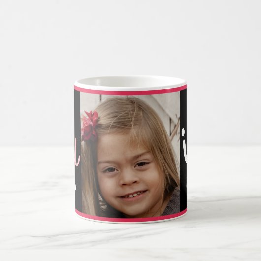 かわいい私はあなたを愛するハート写真 コーヒーマグカップ (中央)