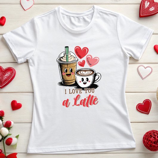 かわいい私はあなたを愛するラテコーヒー Tシャツ