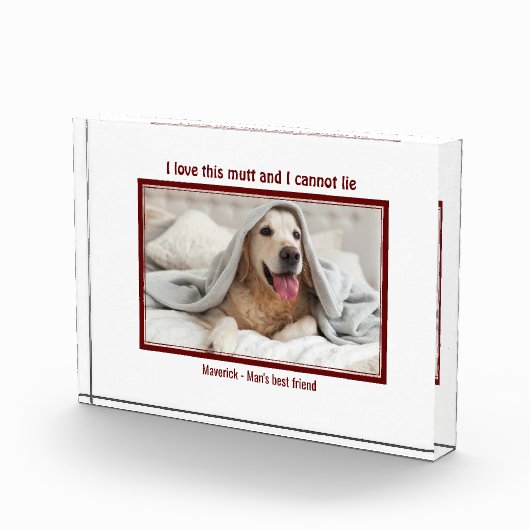 かわいい私はこのマットが大好き |犬パーソナライズされた好き フォトブロック (右)