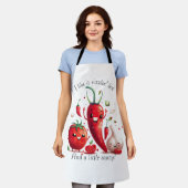 かわいい私はそれが熱いベジエキャラクターBBQ エプロン (着用した状態)