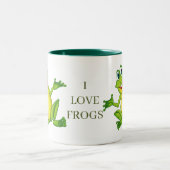 かわいい私はカエルの動物が大好き ツートーンマグカップ (中央)