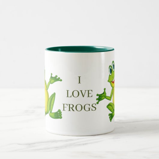 かわいい私はカエルの動物が大好き ツートーンマグカップ (中央)