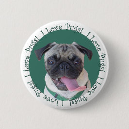 かわいい私はパグが大好き 缶バッジ