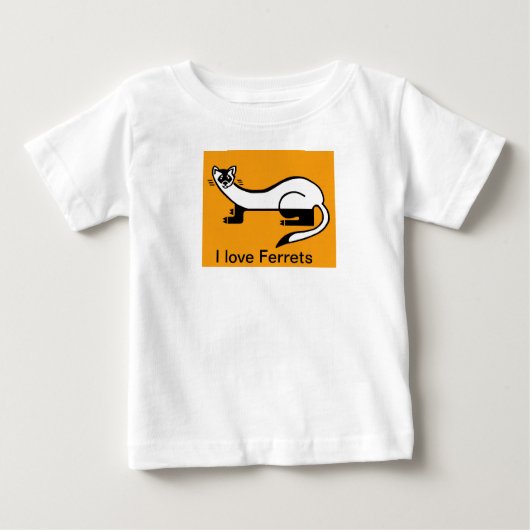 かわいい私はフェレットが大好き – 動物グラフィック – ベビーTシャツ (正面)