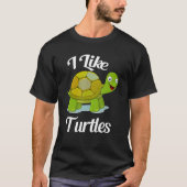 かわいい私は大人とKのためのウミガメの漫画引用文が好き Tシャツ (正面)