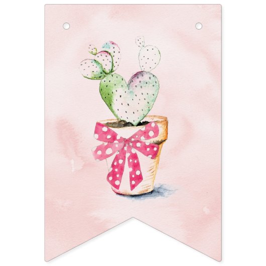 かわいい私は女の子の水色ハートサボテン バンティングフラッグ (第1の旗)