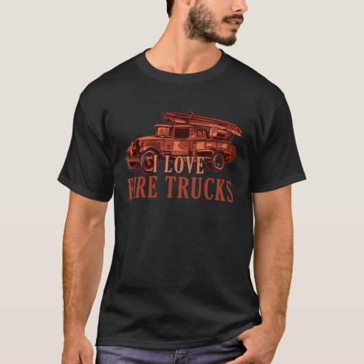 かわいい私は消防車の将来の消防士の消防士が大好き Tシャツ (正面)