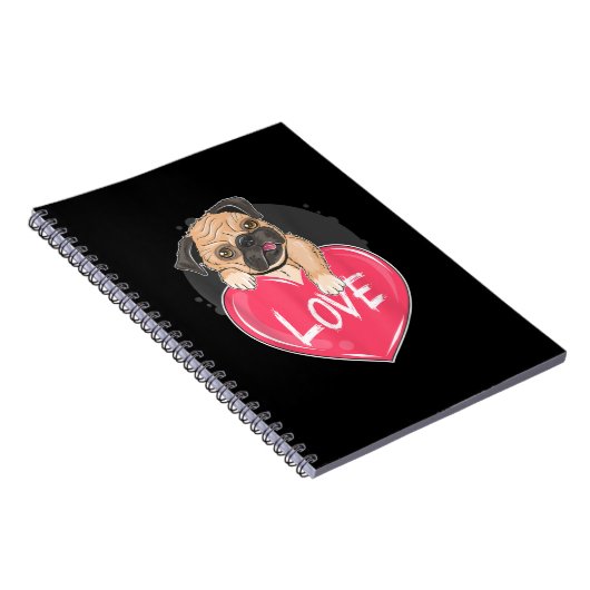 かわいい私は盗むハートパグ |バレンタインデーの贈り物 ノートブック (右側)