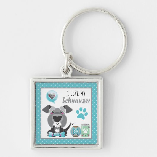 かわいい私は私のシュナウツァーペットが大好き キーホルダー (正面)