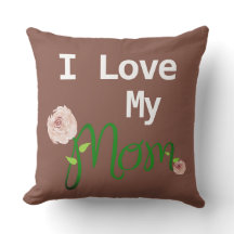 かわいい私は私の母ピンクのバラ屋外の枕を愛する