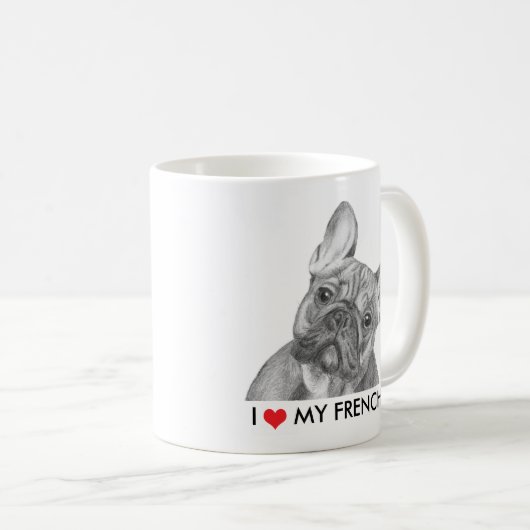 "かわいい私は私のFrenchie"のフレンチ・ブルドッグのマグを愛します コーヒーマグカップ (正面右)