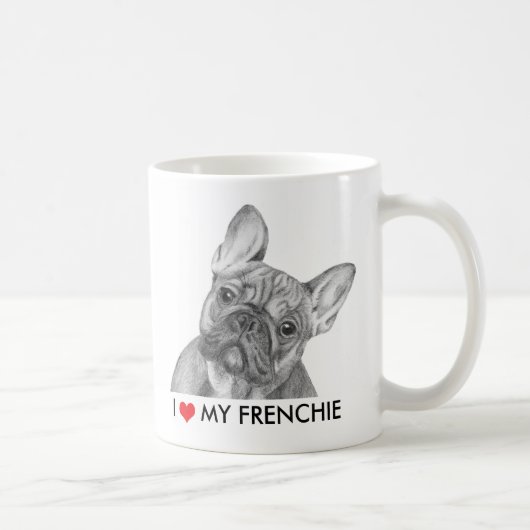 "かわいい私は私のFrenchie"のフレンチ・ブルドッグのマグを愛します コーヒーマグカップ (右)