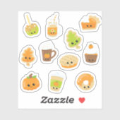 かわいい秋おいしいトリート |ハロウィーン |感謝祭 シール (シート)