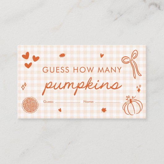 かわいい秋かわいこちゃんパイ推測どのように多くのカボチャのゲーム エンクロージャーカード (正面)