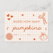 かわいい秋かわいこちゃんパイ推測どのように多くのカボチャのゲーム エンクロージャーカード (正面)