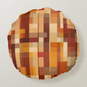 かわいい秋のおもしろいチェック柄 ラウンドクッション (裏面)